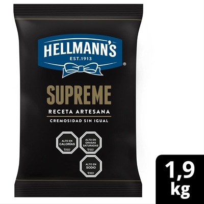 Hellmann’s ® Mayonesa Artesana Supreme 1.90 Kg - Hellmann’s Supreme es la mayonesa premium con la máxima cremosidad y sabor para realzar tus salsas secretas y preparaciones.