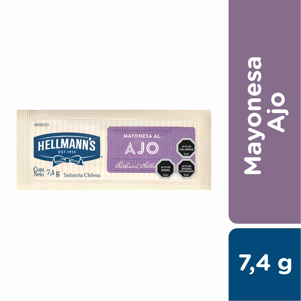 Hellmann's Mayonesa al Ajo Sachet 528x7,4g - Salsas Listas Hellmann’s, la línea de aderezos para tu cocina.