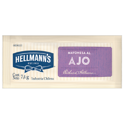 Hellmann's Mayonesa al Ajo 7.4g (xCaja de 528u) - Salsas Listas Hellmann’s, la línea de aderezos para tu cocina.