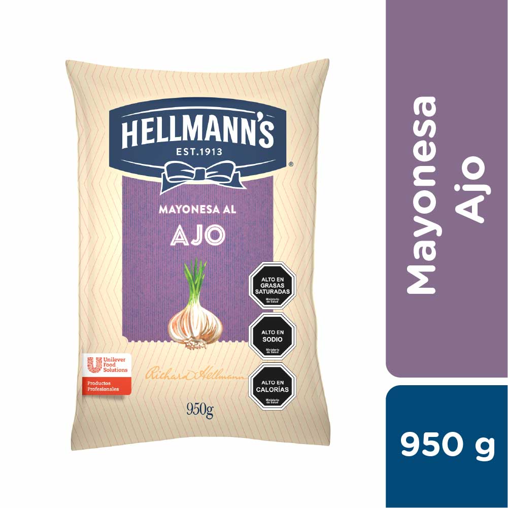 Hellmanns's Salsa Ajo 950 gr - Salsas Listas Hellmann’s, la línea de aderezos para tu cocina.