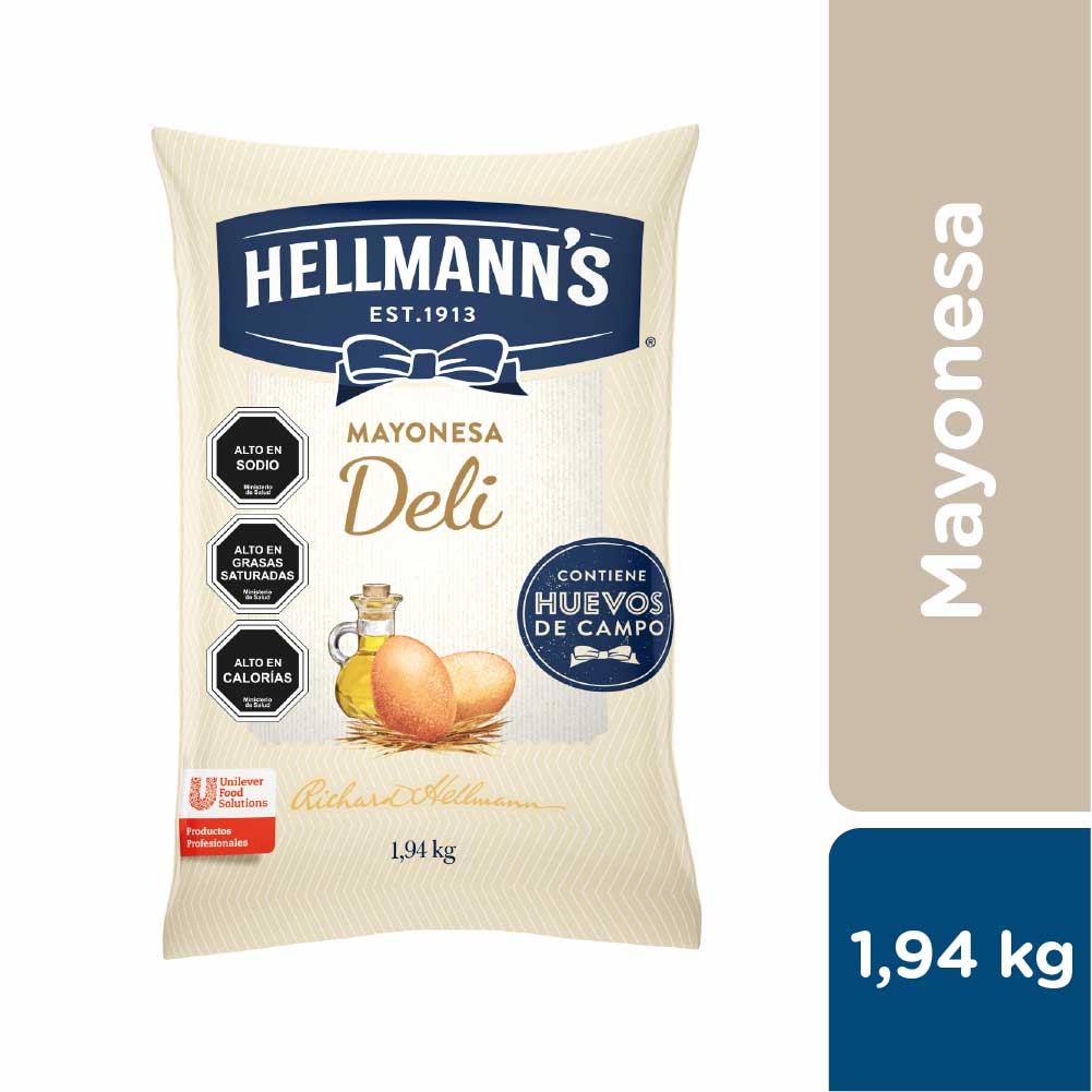 Hellmann's Mayonesa Deli 1,94 kg - Mayonesa Deli, el sabor irresistible de Hellmann´s contiene huevos de campo y nuestros mejores aceites