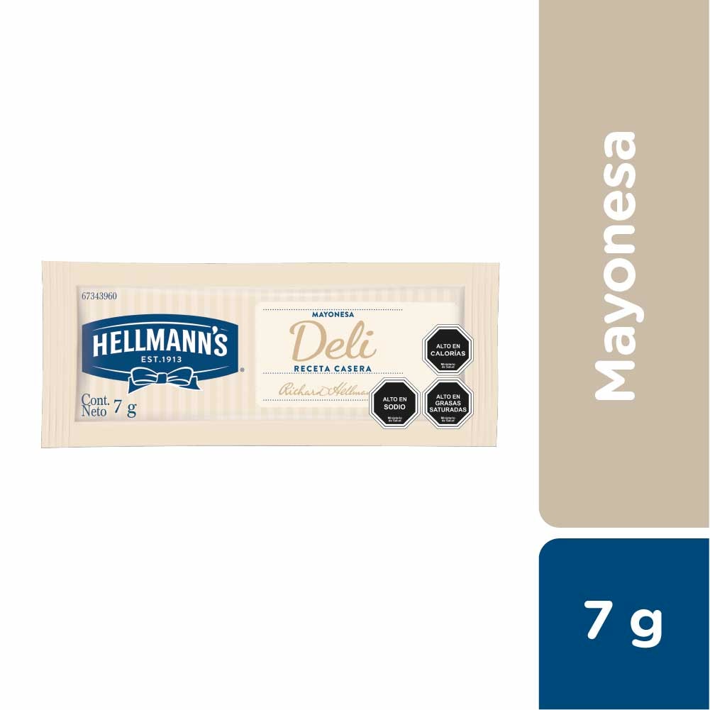 Hellmann's Mayonesa Deli Sachet 528x7gr - Mayonesa Deli, el sabor irresistible de Hellmann´s contiene huevos de campo y nuestros mejores aceites