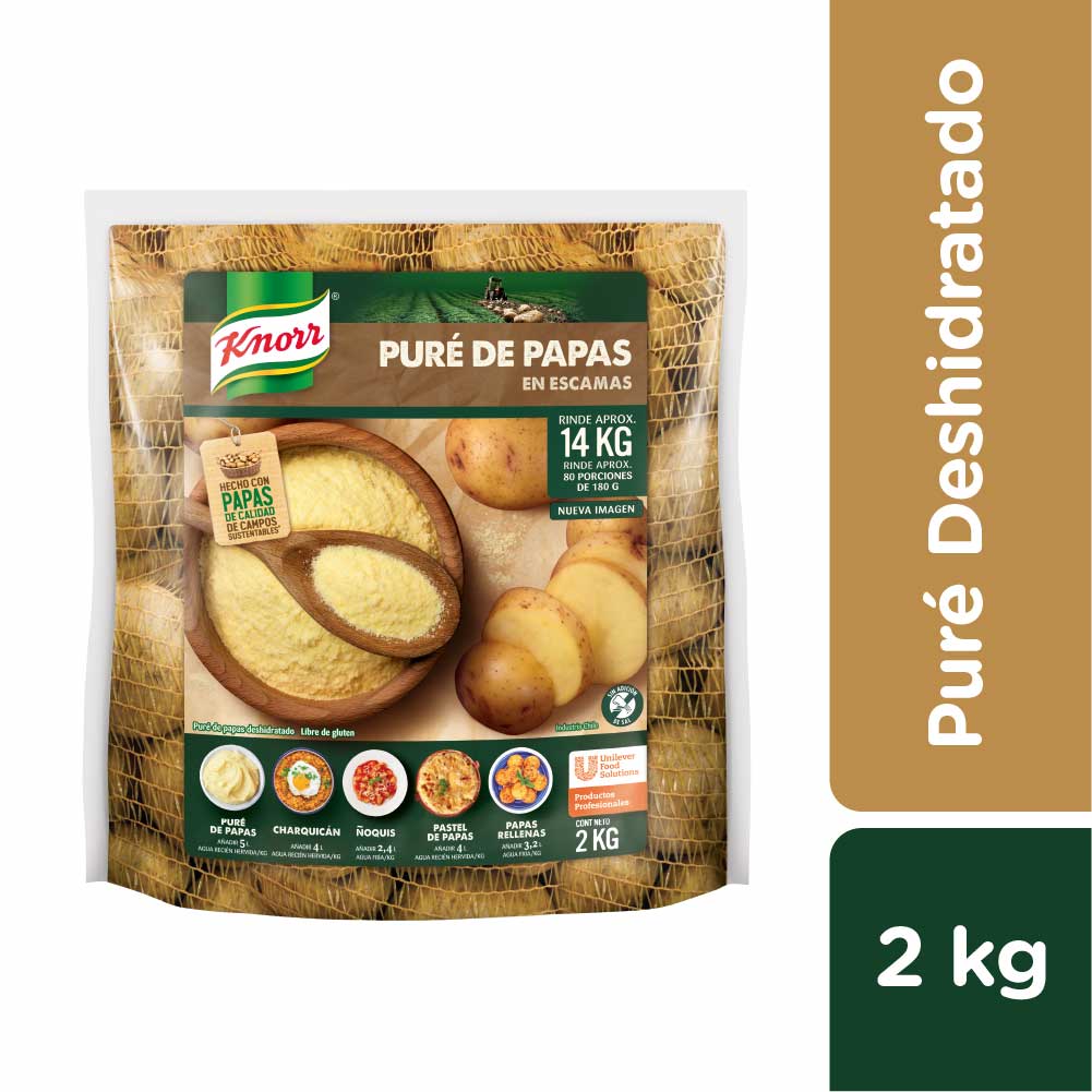 Knorr Puré de Papas 2 kg - Puré de Papas Instantáneo Knorr: escamas de papas seleccionadas para que coincidan con tu toque de chef