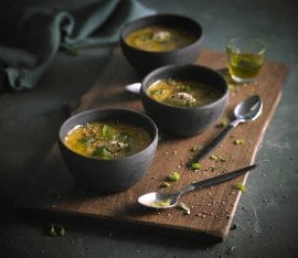 Crema de Zapalla, cebollín y mascarpone Crema de Zapalla, cebollín y mascarpone