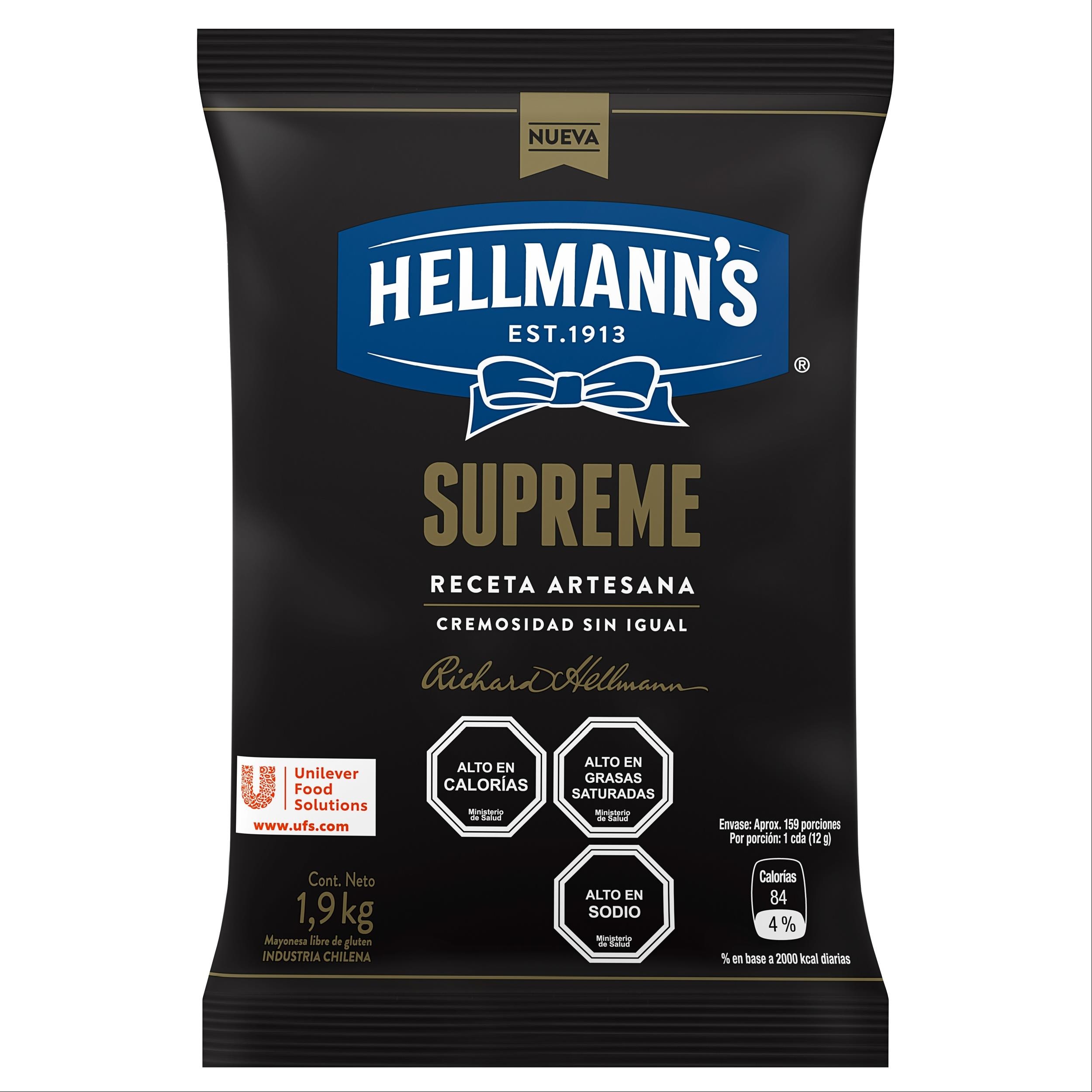 Hellmann’s ® Mayonesa Artesana Supreme 1.90 Kg - Hellmann’s Supreme es la mayonesa premium con la máxima cremosidad y sabor para realzar tus salsas secretas y preparaciones.